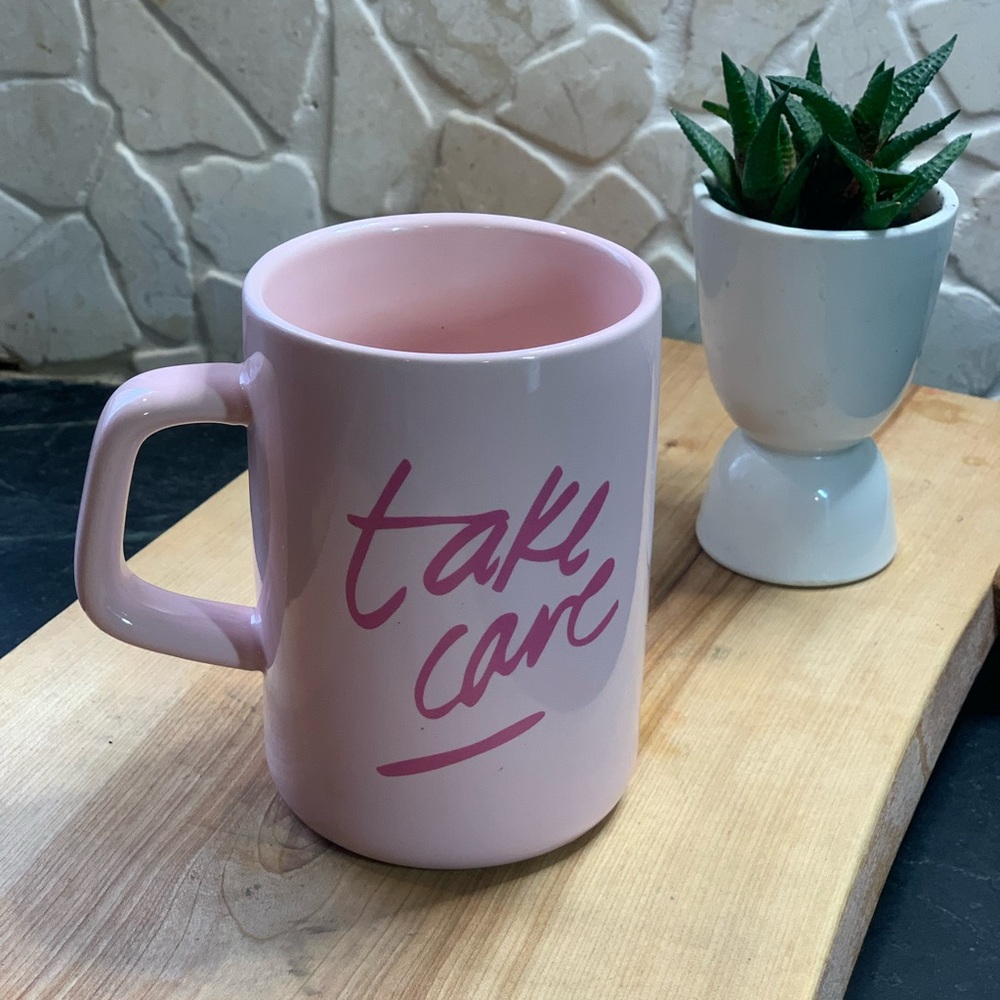 BAN.DŌ | Large Pink “Take Care” Mug